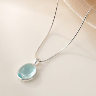 aqua light crystal necklace