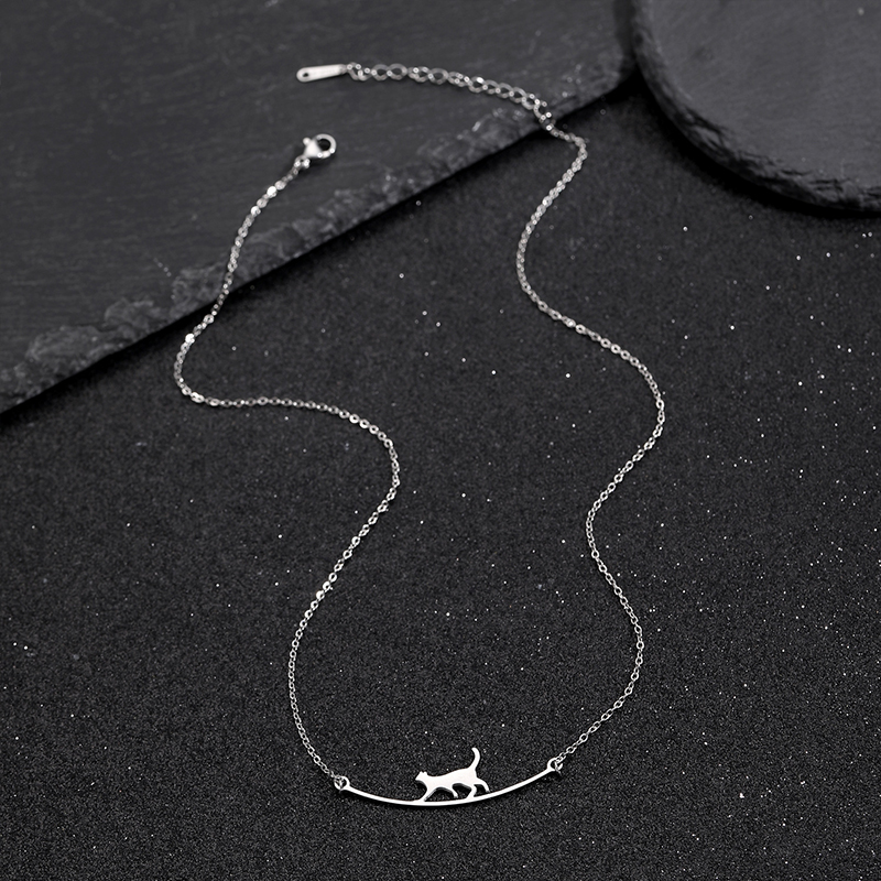 Dainty Walking Cat Pendant Necklace 5 dainty walking cat pendant necklace