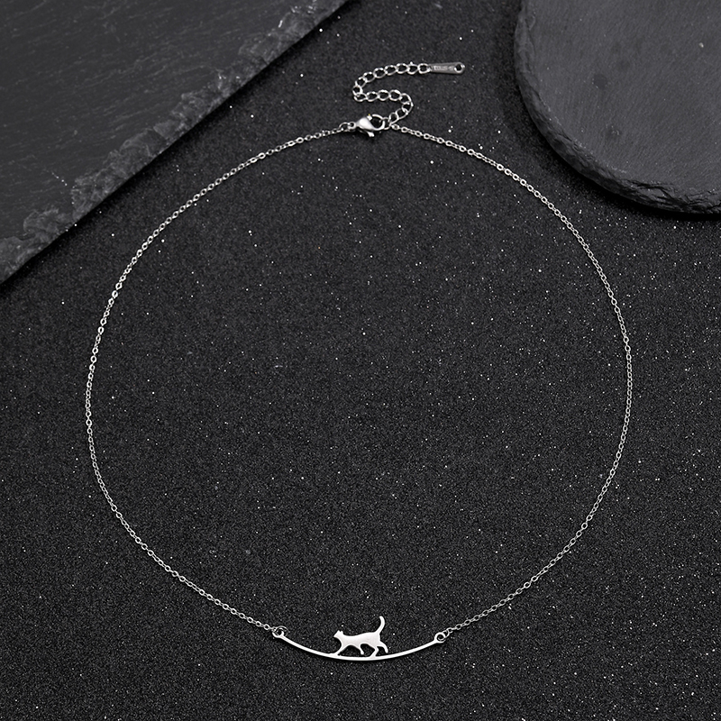 Dainty Walking Cat Pendant Necklace 6 dainty walking cat pendant necklace