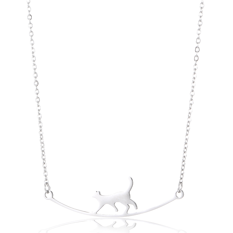 Dainty Walking Cat Pendant Necklace 1 dainty walking cat pendant necklace