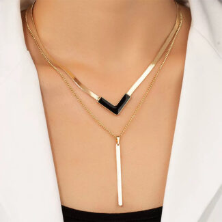 sleek v bar necklace