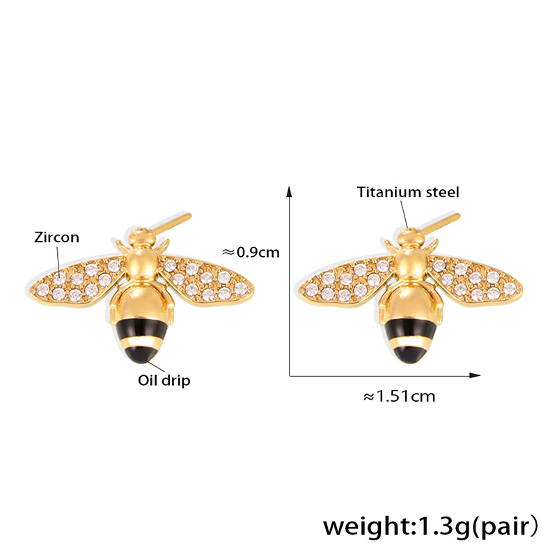 Gold Tone Titanium Bee Jewelry Set - Earrings 3 gold tone titanium bee jewelry set earrings