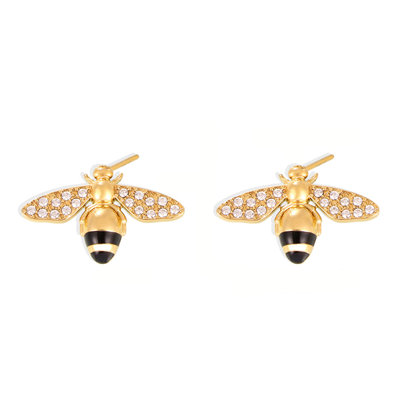 Gold Tone Titanium Bee Jewelry Set - Earrings 1 gold tone titanium bee jewelry set earrings