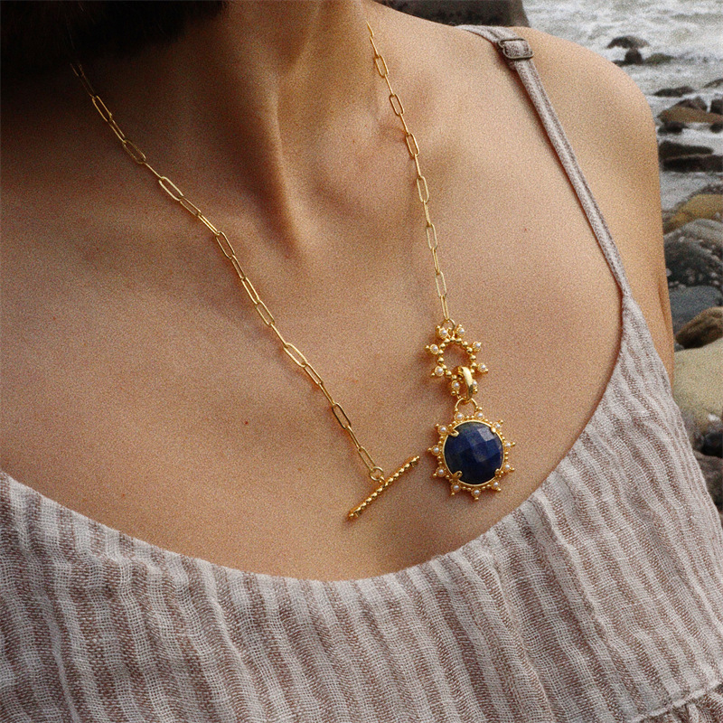 Lapis Sunburst Pendant - Necklace 5 lapis sunburst pendant necklace