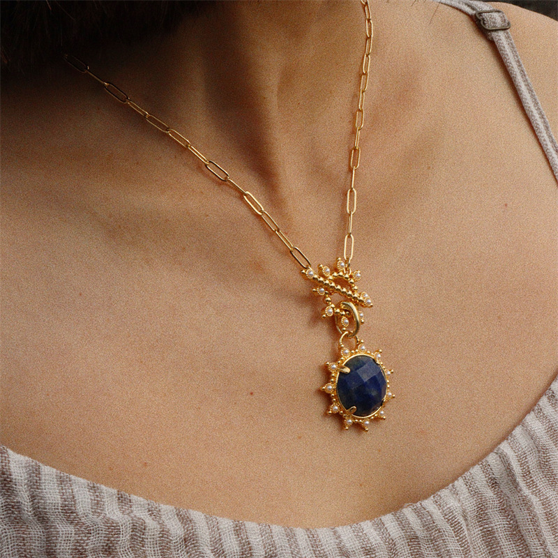 Lapis Sunburst Pendant - Necklace 6 lapis sunburst pendant necklace