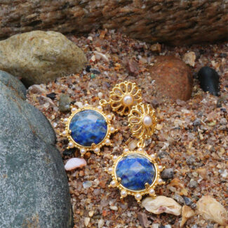 lapis sunburst pendant earrings