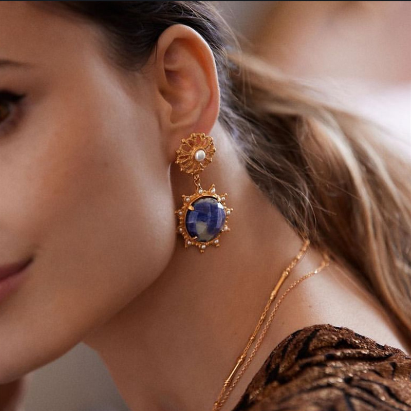 Lapis Sunburst Pendant - Earrings 4 lapis sunburst pendant earrings