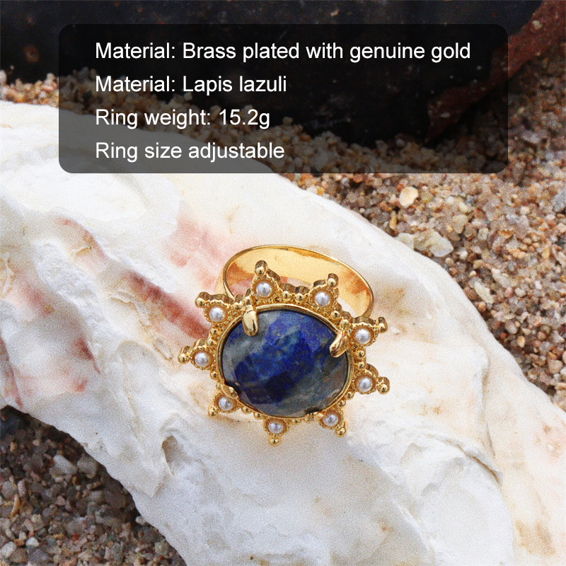 Lapis Sunburst Jewellery Set 7 lapis sunburst pendant rings