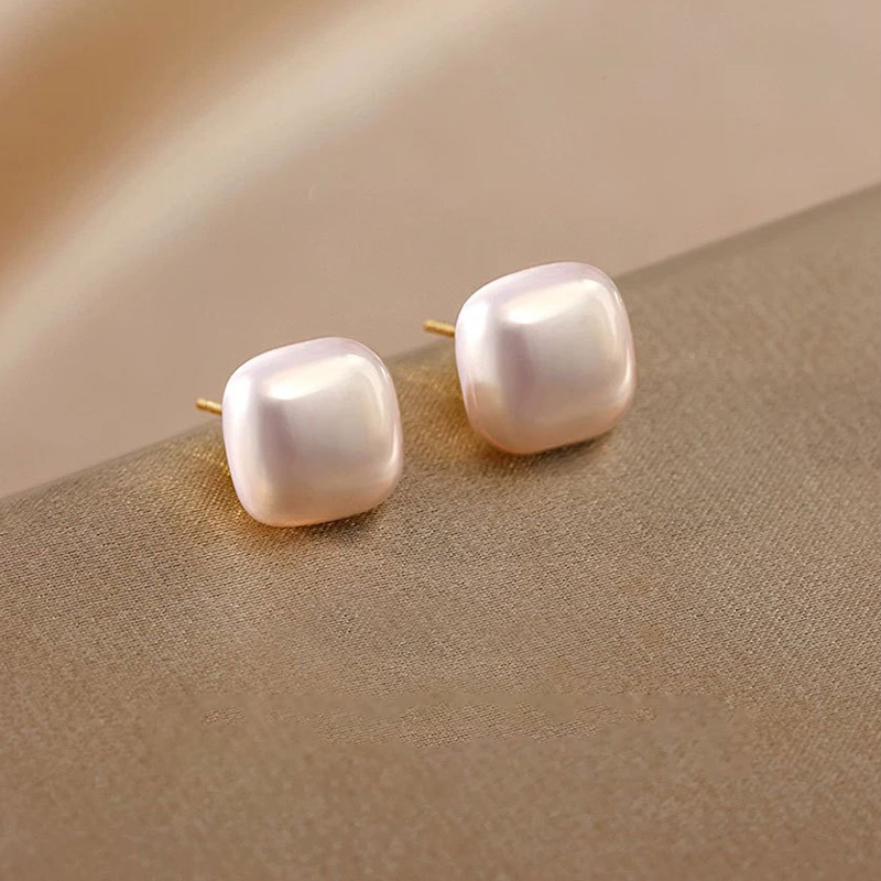 Lumi Square Pearl Studs 7 lumi square pearl studs