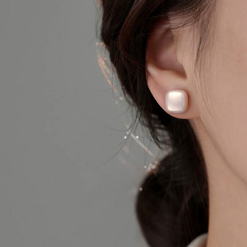 Lumi Square Pearl Studs 2 lumi square pearl studs