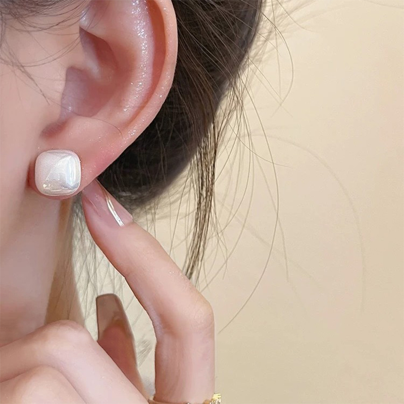 Lumi Square Pearl Studs 8 lumi square pearl studs