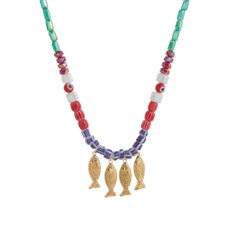 nautical muse layered necklace four fish charm​