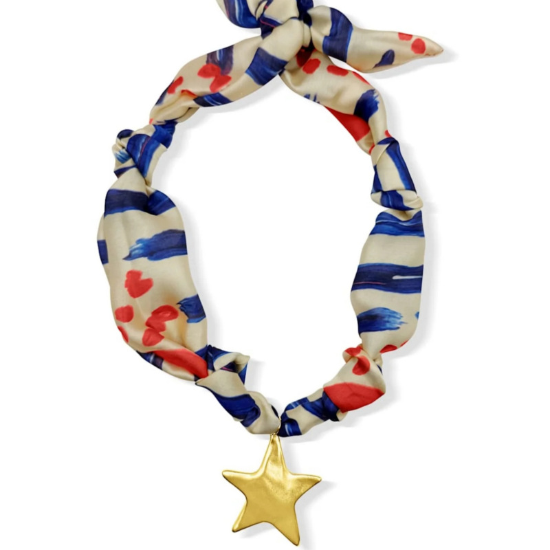 Vintage Heart & Star Bib Necklace - Bow Scarf Choker Collar 12 Vintage Heart & Star Bib Necklace - Bow Scarf Choker Collar - Image 12