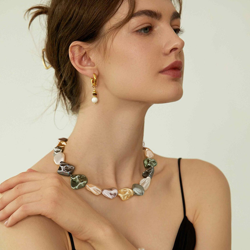 Baroque Shell Pearl Necklace – Irregular Beads Statement Choker 5 baroque shell pearl necklace – irregular beads statement choker