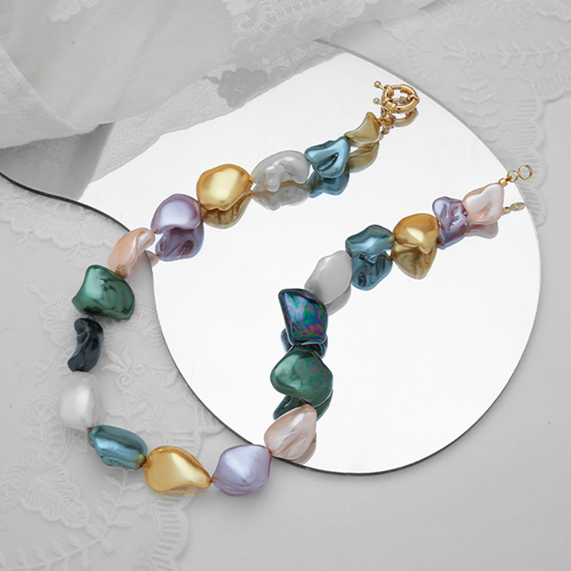 Baroque Shell Pearl Necklace – Irregular Beads Statement Choker 7 baroque shell pearl necklace – irregular beads statement choker