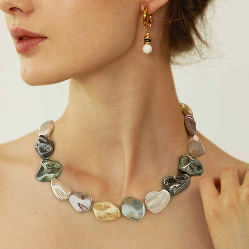 Baroque Shell Pearl Necklace – Irregular Beads Statement Choker 4 baroque shell pearl necklace – irregular beads statement choker