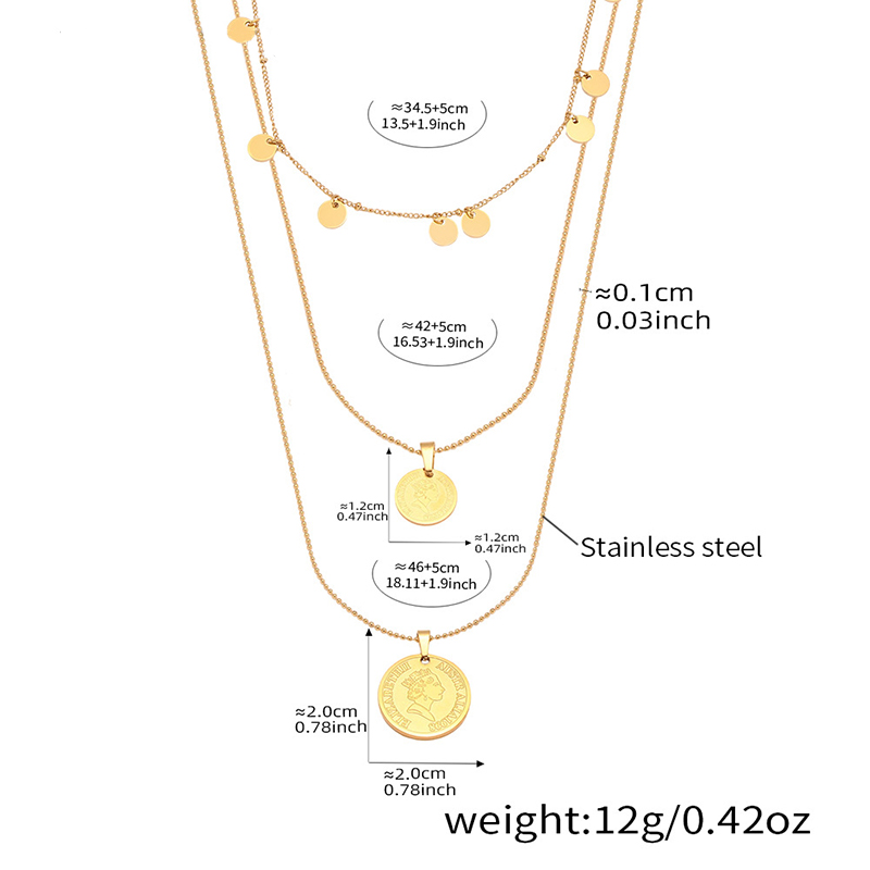 Gold Queen Coin Pendant Necklace – Layered Stainless Steel Jewellery 3 gold queen coin pendant necklace – layered stainless steel jewellery