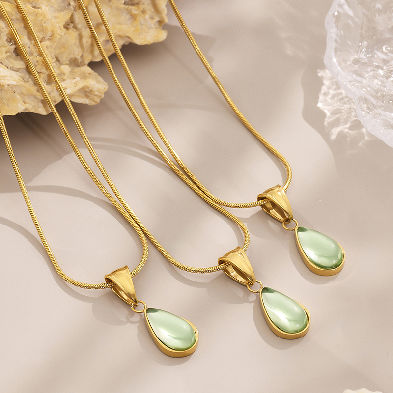 Teal Glass Drop Pendant Necklace – Minimalist French-Inspired Jewellery 9 teal glass drop pendant necklace – minimalist french inspired jewellery