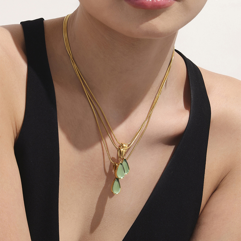 Teal Glass Drop Pendant Necklace – Minimalist French-Inspired Jewellery 12 teal glass drop pendant necklace – minimalist french inspired jewellery