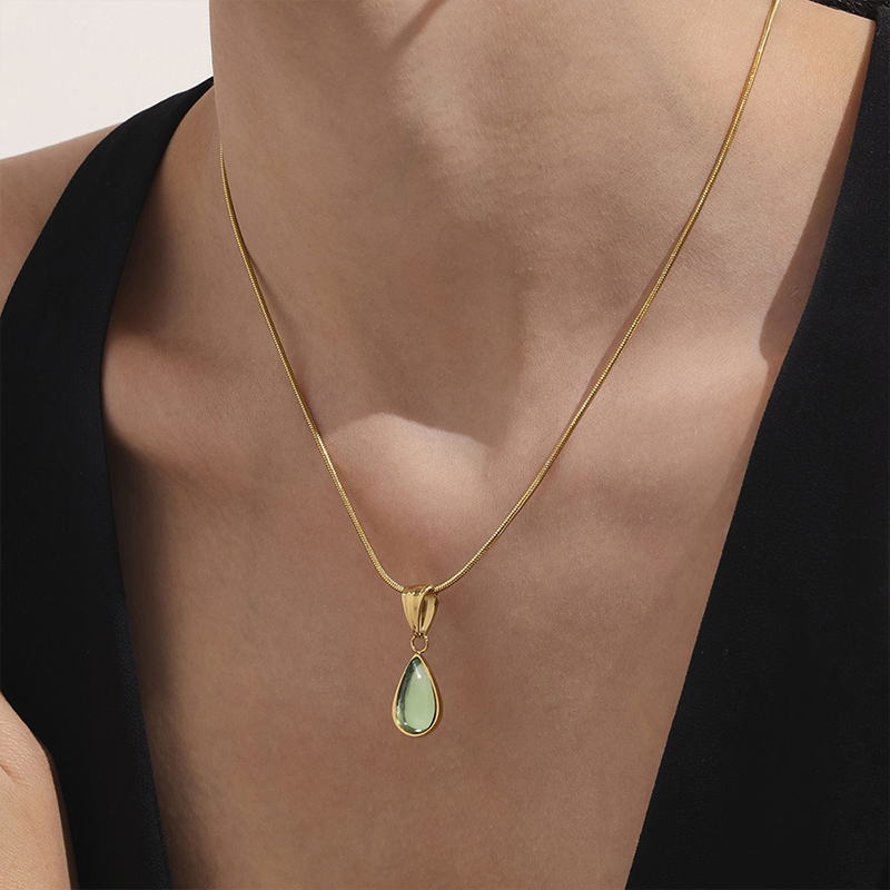 Teal Glass Drop Pendant Necklace – Minimalist French-Inspired Jewellery 13 teal glass drop pendant necklace – minimalist french inspired jewellery