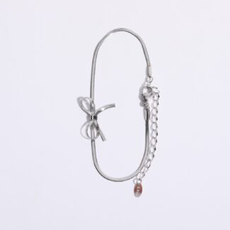 delicate silver bow bracelet