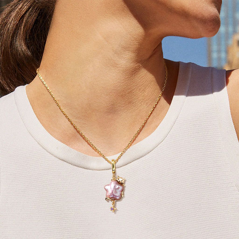 Whimsical Cat & Star Baroque Pearl Necklace 2 whimsical cat & star baroque pearl necklace