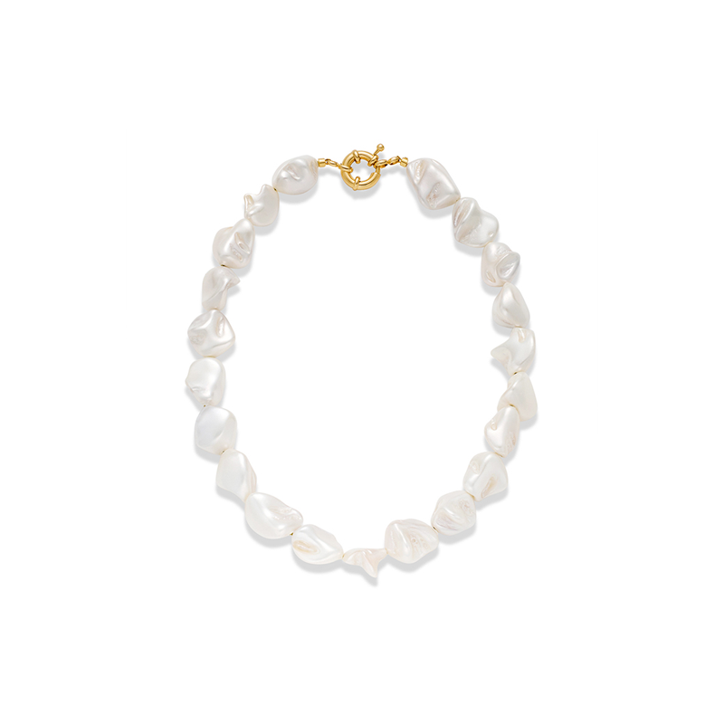 Heart Shell Pearl Baroque Necklace with French OT Clasp 1 heart shell pearl baroque necklace with french ot clasp