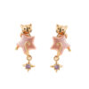 whimsical cat & star baroque pearl stud earrings