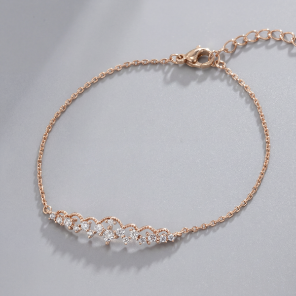 Gold Crystal Lace Bar Bracelet - Dainty Layering Chain