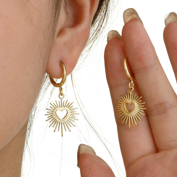 Solisita Solar Heart Earrings Gold Tone Minimalist Heart Drop Design
